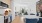a kitchen with stainless steel appliances and kitchen table with chaird